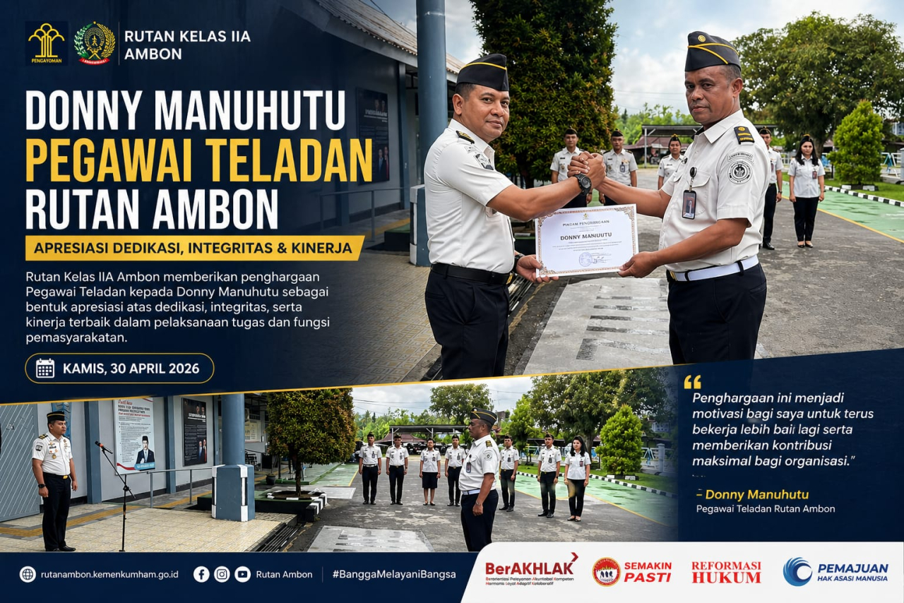 Rutan Ambon Beri Penghargaan Pegawai Teladan sebagai Wujud Apresiasi Kinerja