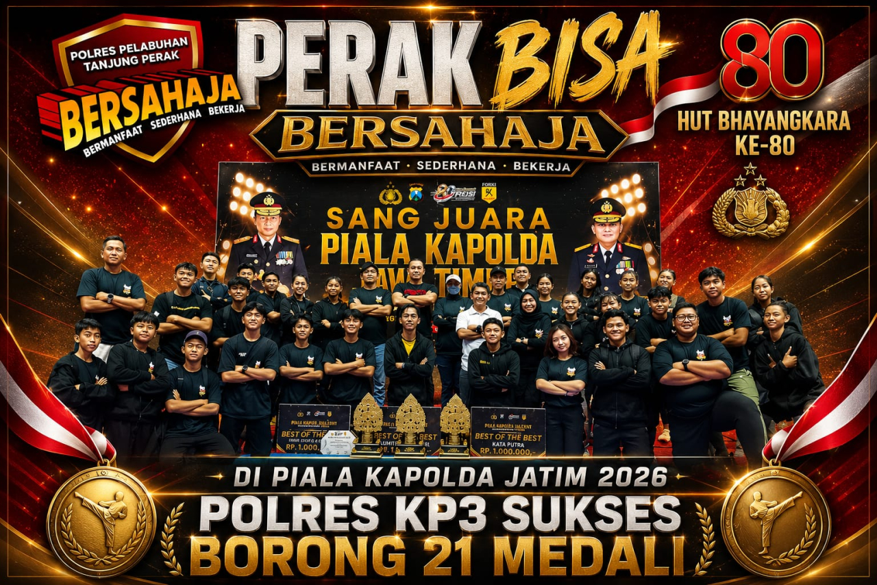 Perak BISA", HUT Bhayangkara ke-80 di Piala Kapolda Jatim 2026 Polres KP3 Sukses Borong 21 Medali